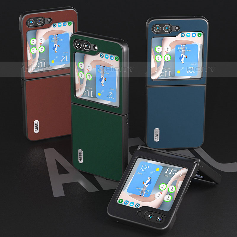 Luxus Leder Hülle Handyhülle und Kunststoff Schutzhülle Hartschalen Tasche AD2 für Samsung Galaxy Z Flip5 5G