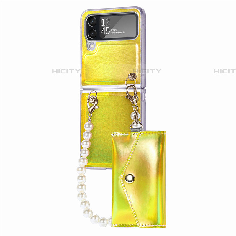 Luxus Leder Hülle Handyhülle und Kunststoff Schutzhülle Hartschalen Tasche B02 für Samsung Galaxy Z Flip4 5G groß