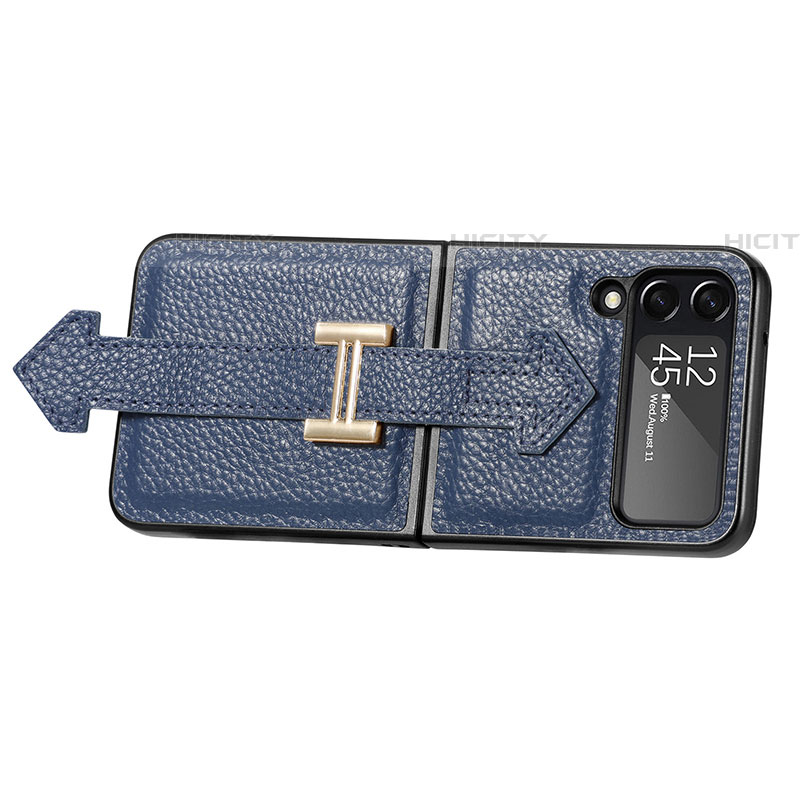Luxus Leder Hülle Handyhülle und Kunststoff Schutzhülle Hartschalen Tasche B04 für Samsung Galaxy Z Flip4 5G