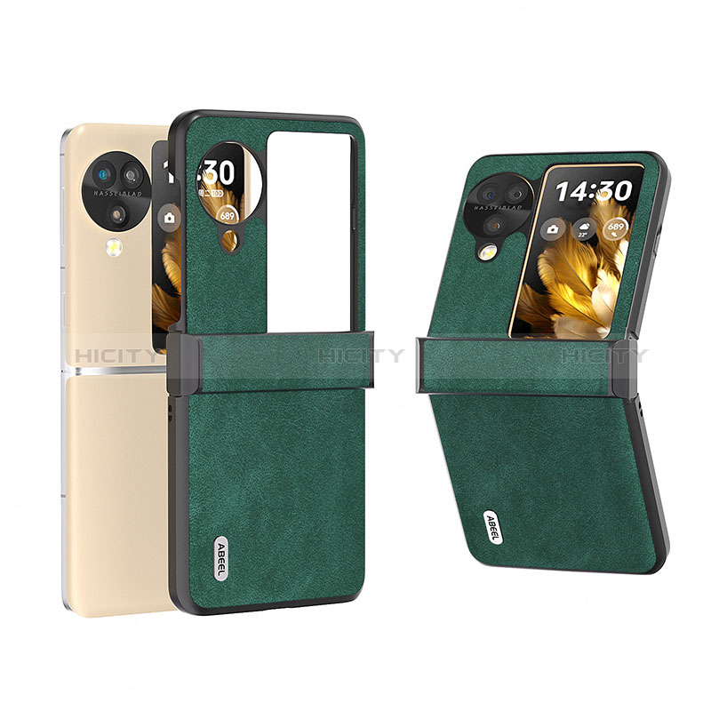 Luxus Leder Hülle Handyhülle und Kunststoff Schutzhülle Hartschalen Tasche BH1 für Oppo Find N3 Flip 5G