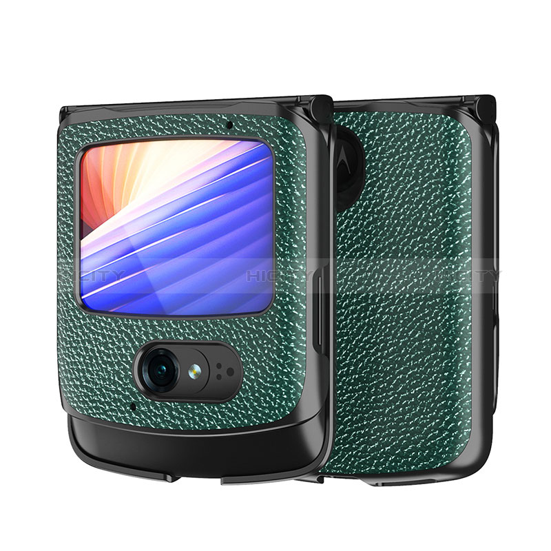 Luxus Leder Hülle Handyhülle und Kunststoff Schutzhülle Hartschalen Tasche BH2 für Motorola Moto RAZR (2022) 5G groß