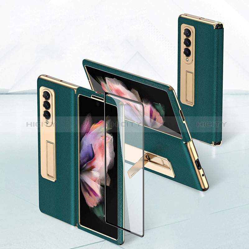 Luxus Leder Hülle Handyhülle und Kunststoff Schutzhülle Hartschalen Tasche C08 für Samsung Galaxy Z Fold3 5G