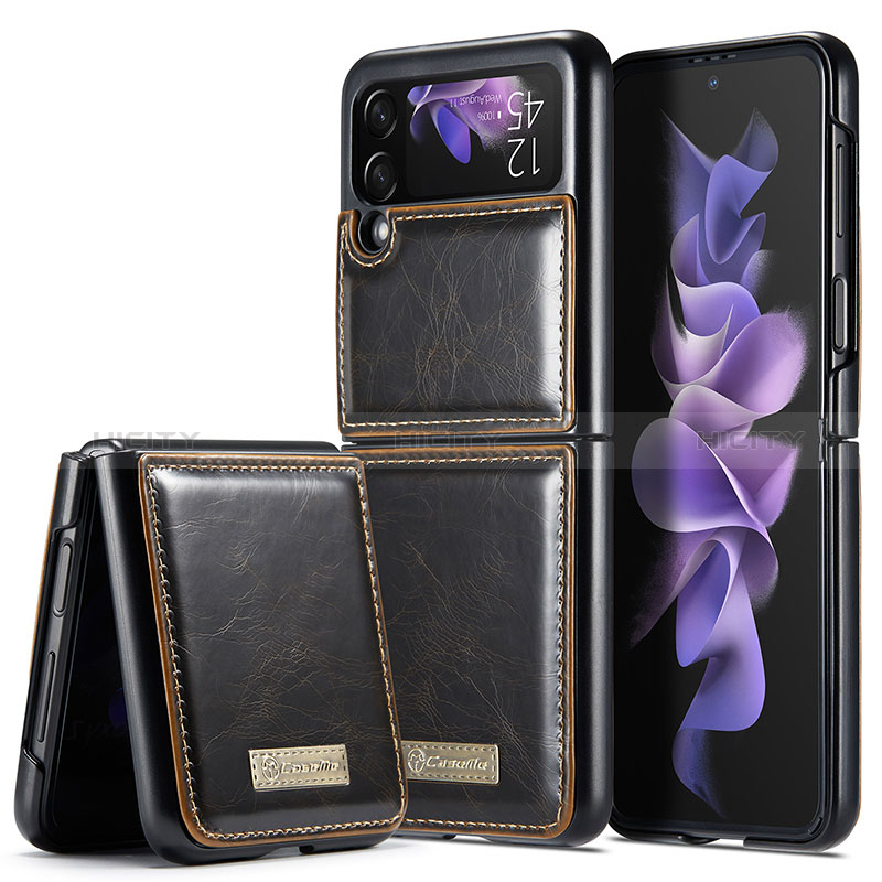 Luxus Leder Hülle Handyhülle und Kunststoff Schutzhülle Hartschalen Tasche CS1 für Samsung Galaxy Z Flip3 5G groß