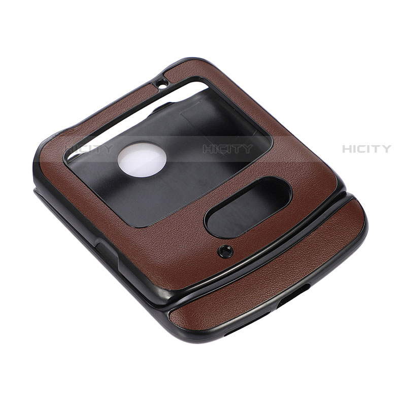 Luxus Leder Hülle Handyhülle und Kunststoff Schutzhülle Hartschalen Tasche für Motorola Moto RAZR (2022) 5G Braun