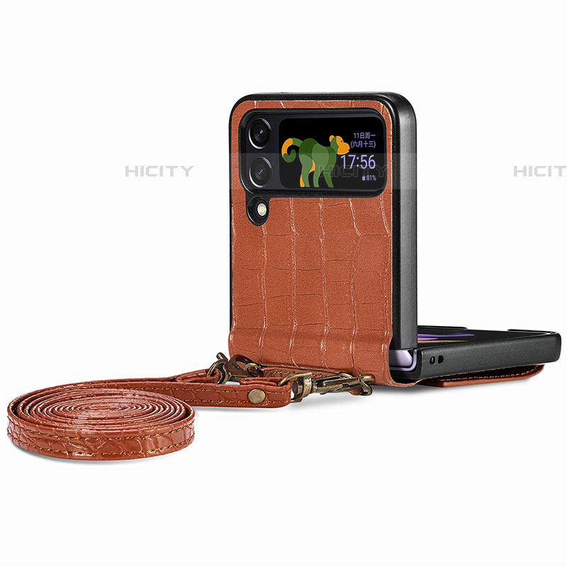 Luxus Leder Hülle Handyhülle und Kunststoff Schutzhülle Hartschalen Tasche H03 für Samsung Galaxy Z Flip4 5G groß