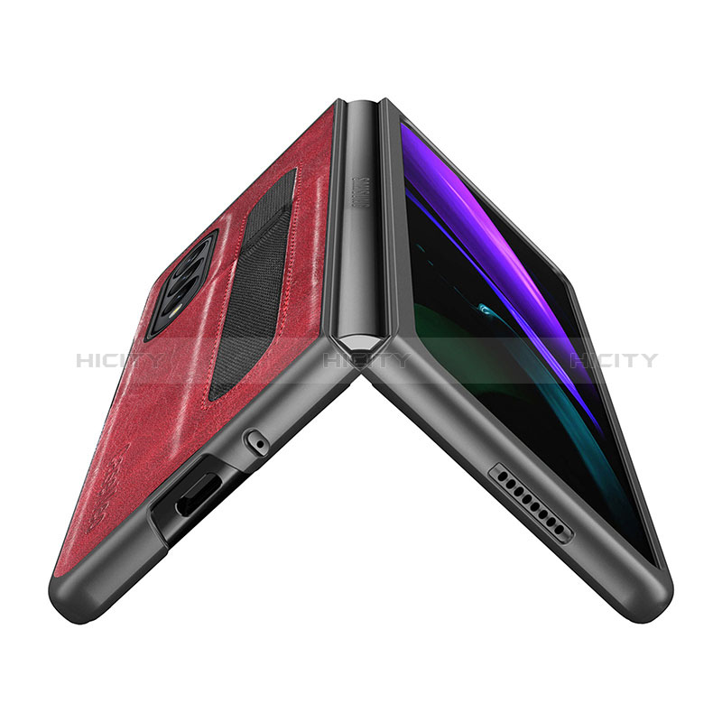 Luxus Leder Hülle Handyhülle und Kunststoff Schutzhülle Hartschalen Tasche H04 für Samsung Galaxy Z Fold3 5G groß