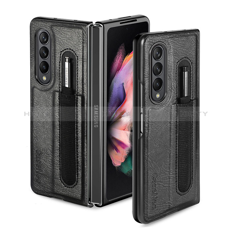 Luxus Leder Hülle Handyhülle und Kunststoff Schutzhülle Hartschalen Tasche H04 für Samsung Galaxy Z Fold3 5G groß