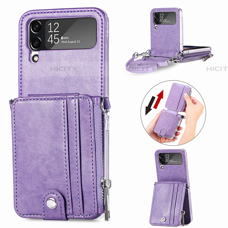 Luxus Leder Hülle Handyhülle und Kunststoff Schutzhülle Hartschalen Tasche H06 für Samsung Galaxy Z Flip4 5G groß