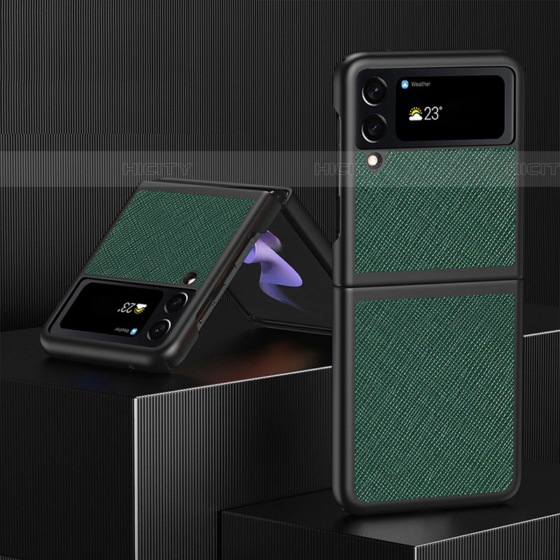 Luxus Leder Hülle Handyhülle und Kunststoff Schutzhülle Hartschalen Tasche L03 für Samsung Galaxy Z Flip4 5G