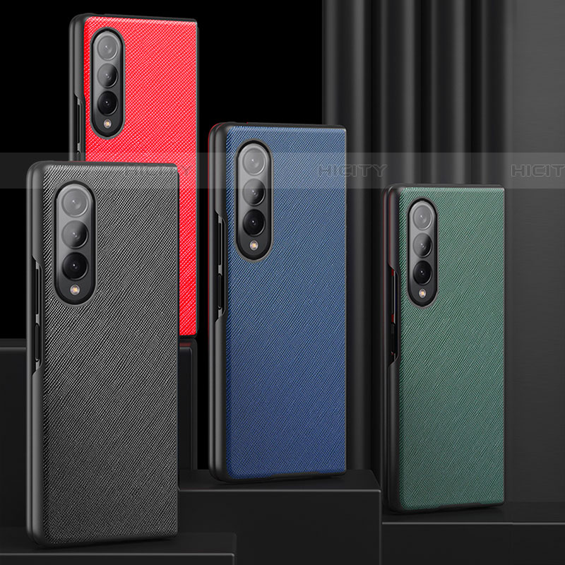 Luxus Leder Hülle Handyhülle und Kunststoff Schutzhülle Hartschalen Tasche L06 für Samsung Galaxy Z Fold4 5G groß