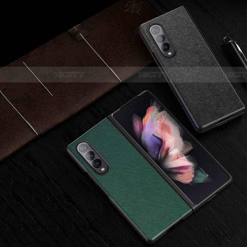 Luxus Leder Hülle Handyhülle und Kunststoff Schutzhülle Hartschalen Tasche L06 für Samsung Galaxy Z Fold4 5G groß