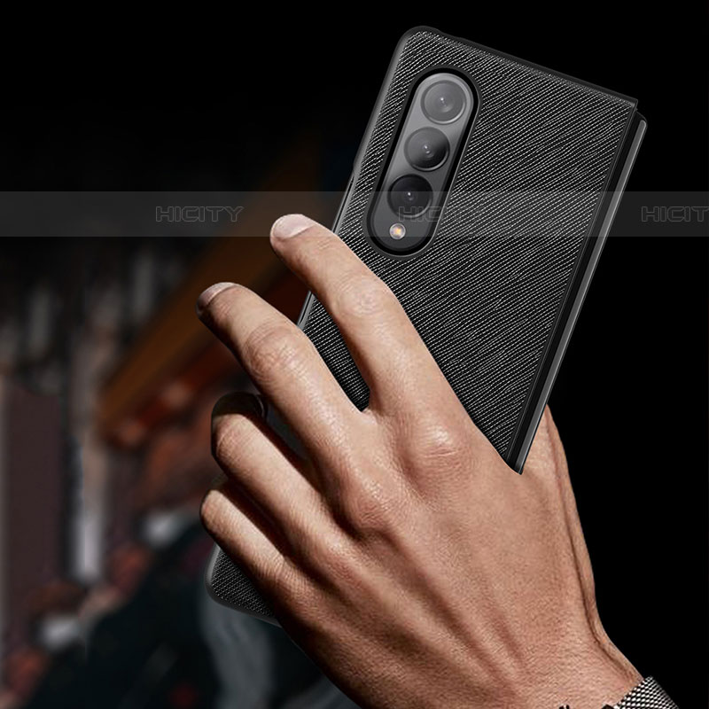 Luxus Leder Hülle Handyhülle und Kunststoff Schutzhülle Hartschalen Tasche L06 für Samsung Galaxy Z Fold4 5G groß