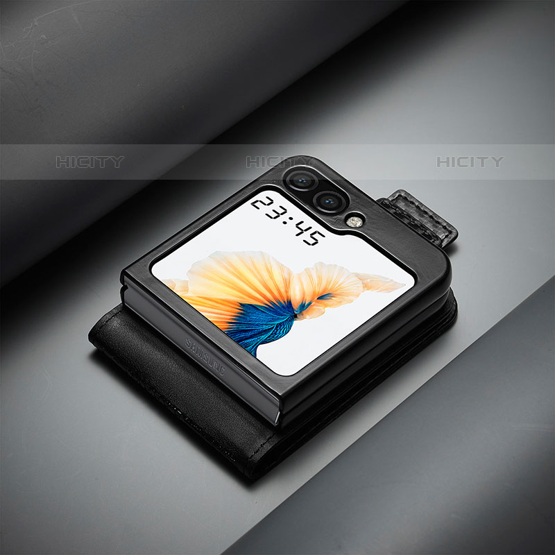 Luxus Leder Hülle Handyhülle und Kunststoff Schutzhülle Hartschalen Tasche LC3 für Samsung Galaxy Z Flip5 5G