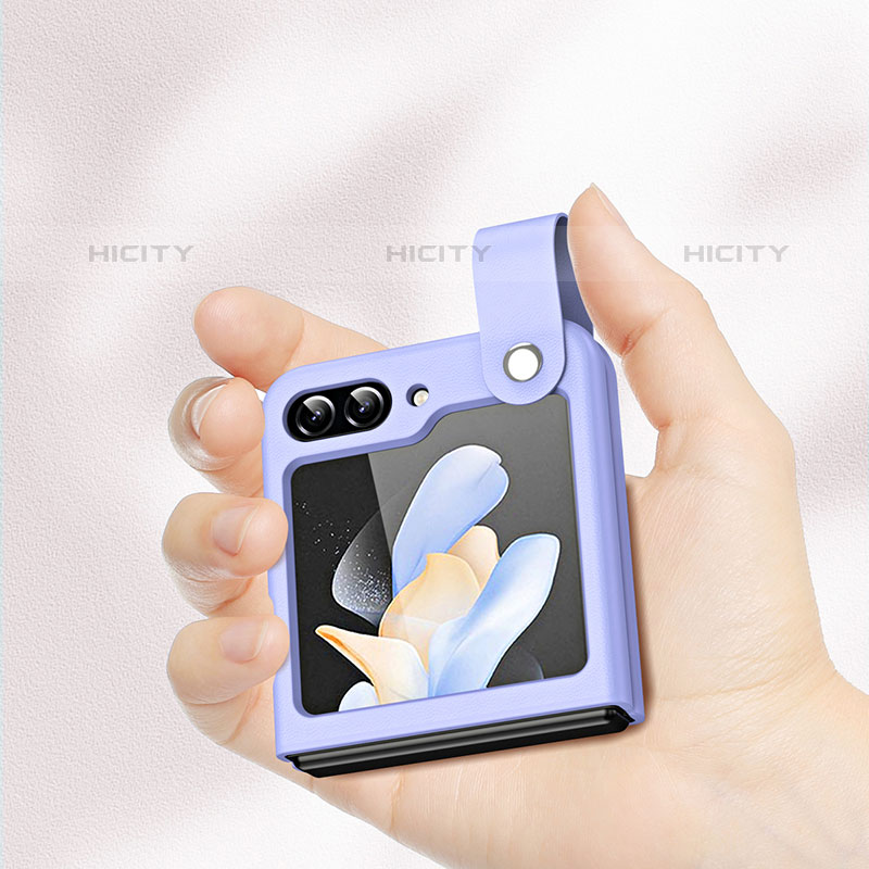 Luxus Leder Hülle Handyhülle und Kunststoff Schutzhülle Hartschalen Tasche QH1 für Samsung Galaxy Z Flip5 5G