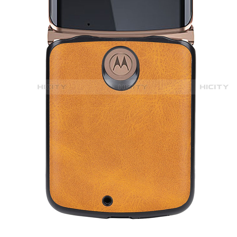 Luxus Leder Hülle Handyhülle und Kunststoff Schutzhülle Hartschalen Tasche S02 für Motorola Moto RAZR (2022) 5G groß