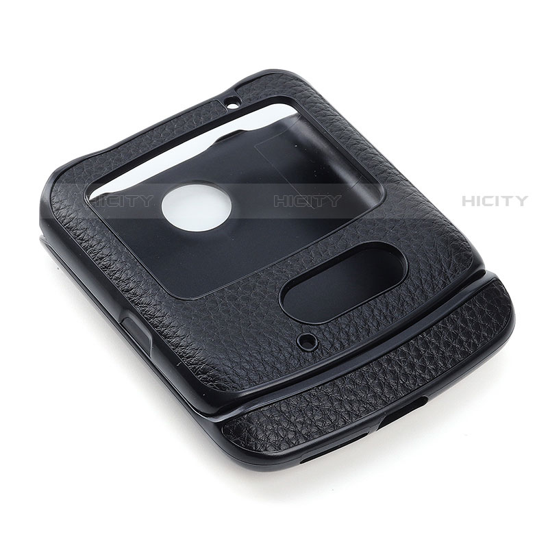 Luxus Leder Hülle Handyhülle und Kunststoff Schutzhülle Hartschalen Tasche S03 für Motorola Moto RAZR (2022) 5G Schwarz Plus