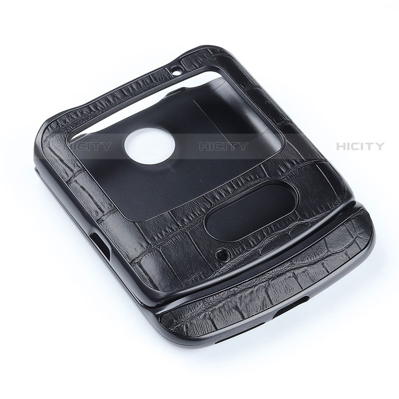 Luxus Leder Hülle Handyhülle und Kunststoff Schutzhülle Hartschalen Tasche S04 für Motorola Moto RAZR (2022) 5G Schwarz Plus