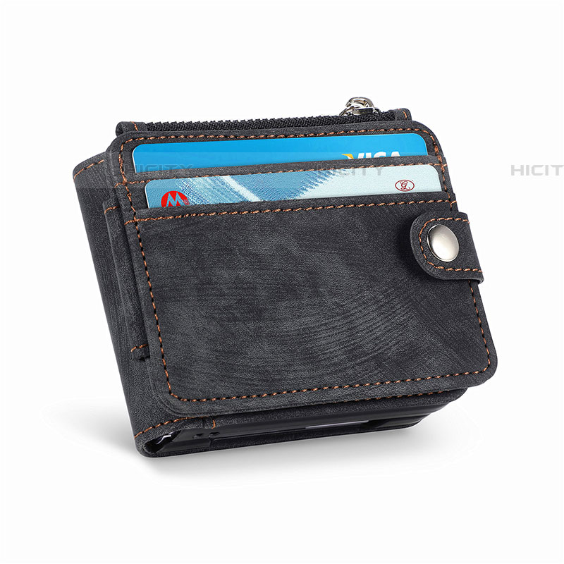 Luxus Leder Hülle Handyhülle und Kunststoff Schutzhülle Hartschalen Tasche S06 für Samsung Galaxy Z Flip4 5G groß