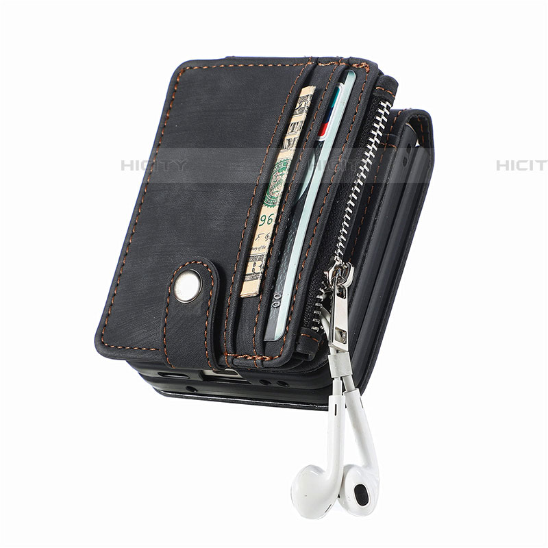 Luxus Leder Hülle Handyhülle und Kunststoff Schutzhülle Hartschalen Tasche S06 für Samsung Galaxy Z Flip4 5G groß