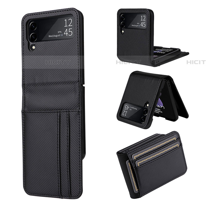 Luxus Leder Hülle Handyhülle und Kunststoff Schutzhülle Hartschalen Tasche T01 für Samsung Galaxy Z Flip4 5G