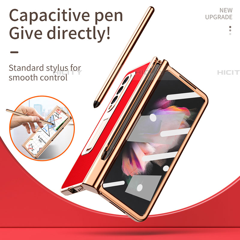 Luxus Leder Hülle Handyhülle und Kunststoff Schutzhülle Hartschalen Tasche ZL1 für Samsung Galaxy Z Fold4 5G groß