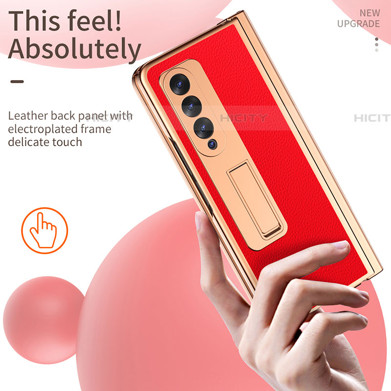 Luxus Leder Hülle Handyhülle und Kunststoff Schutzhülle Hartschalen Tasche ZL1 für Samsung Galaxy Z Fold4 5G groß