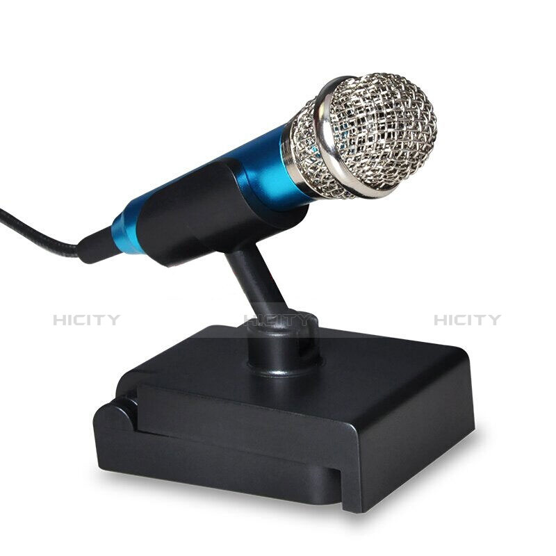 Mini-Stereo-Mikrofon Mic 3.5 mm Klinkenbuchse Mit Stand Blau Plus