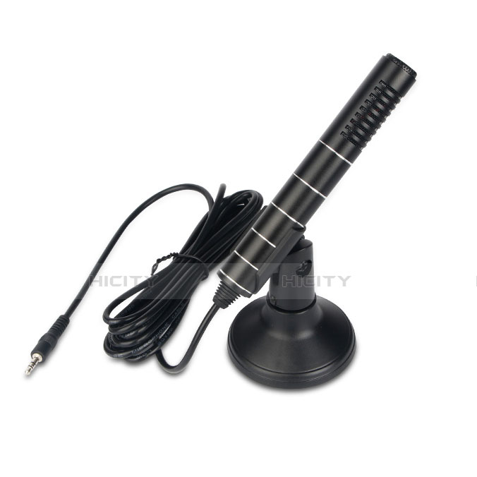 Mini-Stereo-Mikrofon Mic 3.5 mm Klinkenbuchse Mit Stand K02 Schwarz