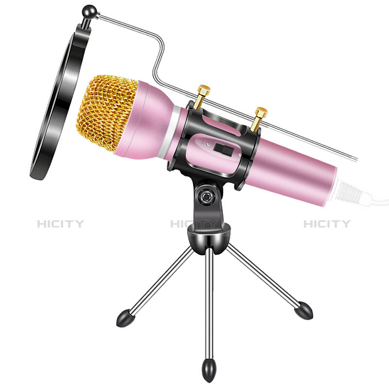 Mini-Stereo-Mikrofon Mic 3.5 mm Klinkenbuchse Mit Stand M03 Rosa Plus