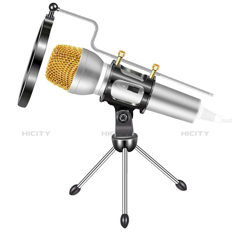 Mini-Stereo-Mikrofon Mic 3.5 mm Klinkenbuchse Mit Stand M03 Silber