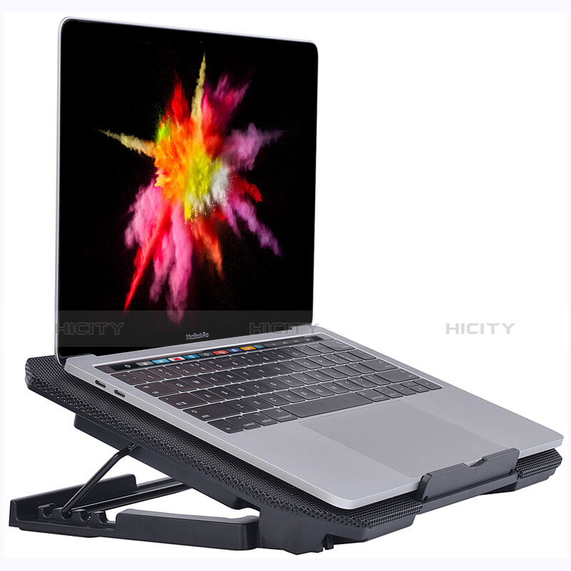 NoteBook Halter Halterung Kühler Cooler Kühlpad Lüfter Laptop Ständer 9 Zoll bis 16 Zoll Universal M16 für Apple MacBook Pro 15 zoll Retina Schwarz Plus