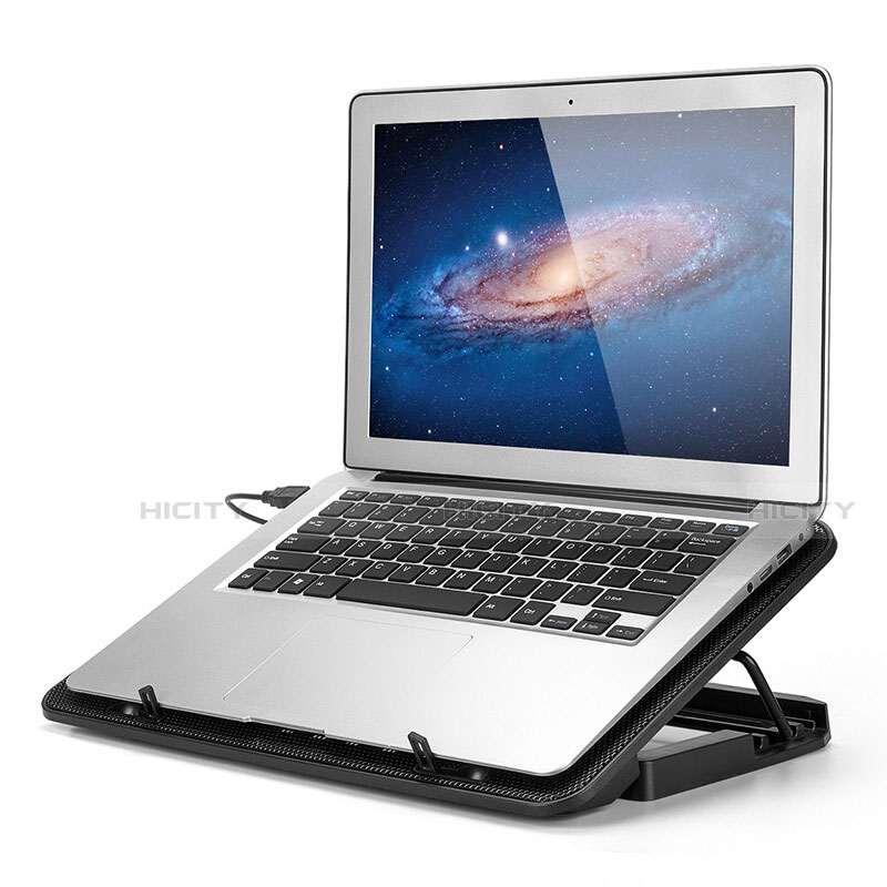 NoteBook Halter Halterung Kühler Cooler Kühlpad Lüfter Laptop Ständer 9 Zoll bis 16 Zoll Universal M18 für Apple MacBook Air 13 zoll (2020) Schwarz groß