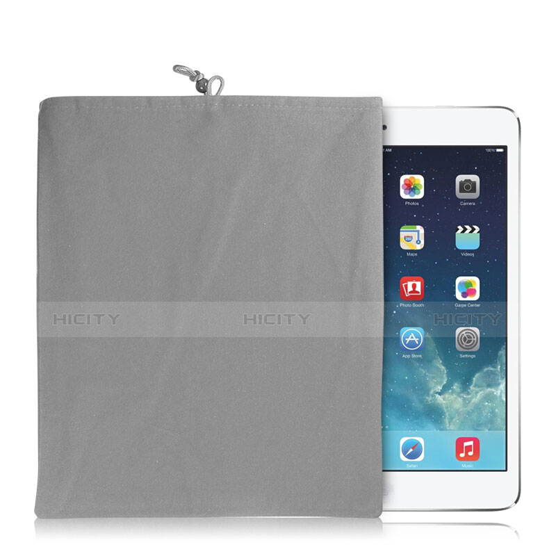 Samt Handy Tasche Schutz Hülle für Samsung Galaxy Note 10.1 2014 SM-P600 Grau groß