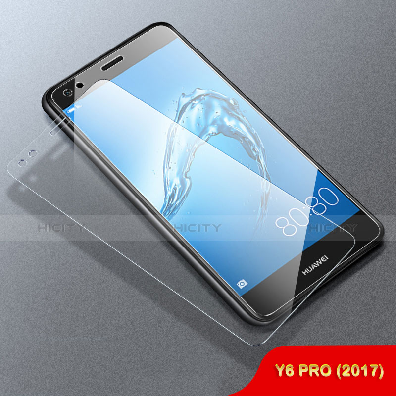 Schutzfolie Displayschutzfolie Panzerfolie Skins zum Aufkleben Gehärtetes Glas Glasfolie für Huawei Y6 Pro (2017) Klar groß