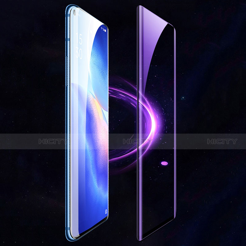 Schutzfolie Full Coverage Displayschutzfolie Panzerfolie Gehärtetes Glas Glasfolie Anti Blue Ray Skins zum Aufkleben Panzerglas F02 für Oppo Reno5 Pro+ Plus 5G Schwarz groß