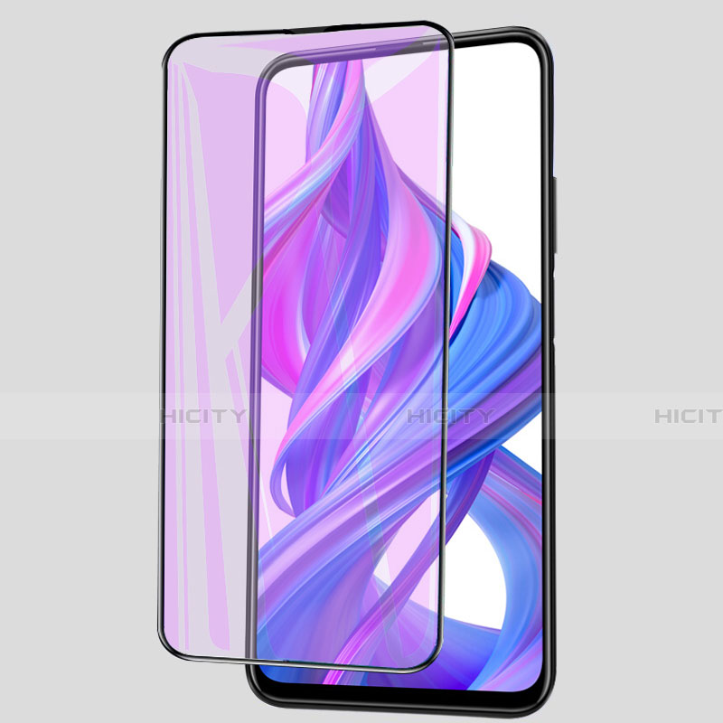 Schutzfolie Full Coverage Displayschutzfolie Panzerfolie Gehärtetes Glas Glasfolie Anti Blue Ray Skins zum Aufkleben Panzerglas für Huawei Honor 9X Schwarz groß