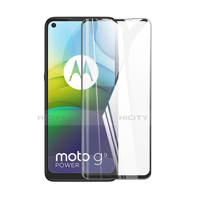 Schutzfolie Full Coverage Displayschutzfolie Panzerfolie Gehärtetes Glas Glasfolie Skins zum Aufkleben Panzerglas F02 für Motorola Moto G9 Power Schwarz