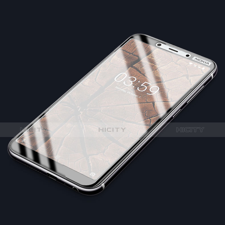 Schutzfolie Full Coverage Displayschutzfolie Panzerfolie Gehärtetes Glas Glasfolie Skins zum Aufkleben Panzerglas F02 für Nokia 3.1 Plus Schwarz