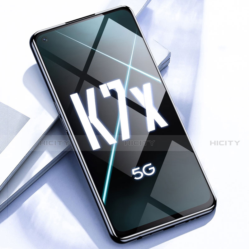 Schutzfolie Full Coverage Displayschutzfolie Panzerfolie Gehärtetes Glas Glasfolie Skins zum Aufkleben Panzerglas F02 für Oppo K7x 5G Schwarz