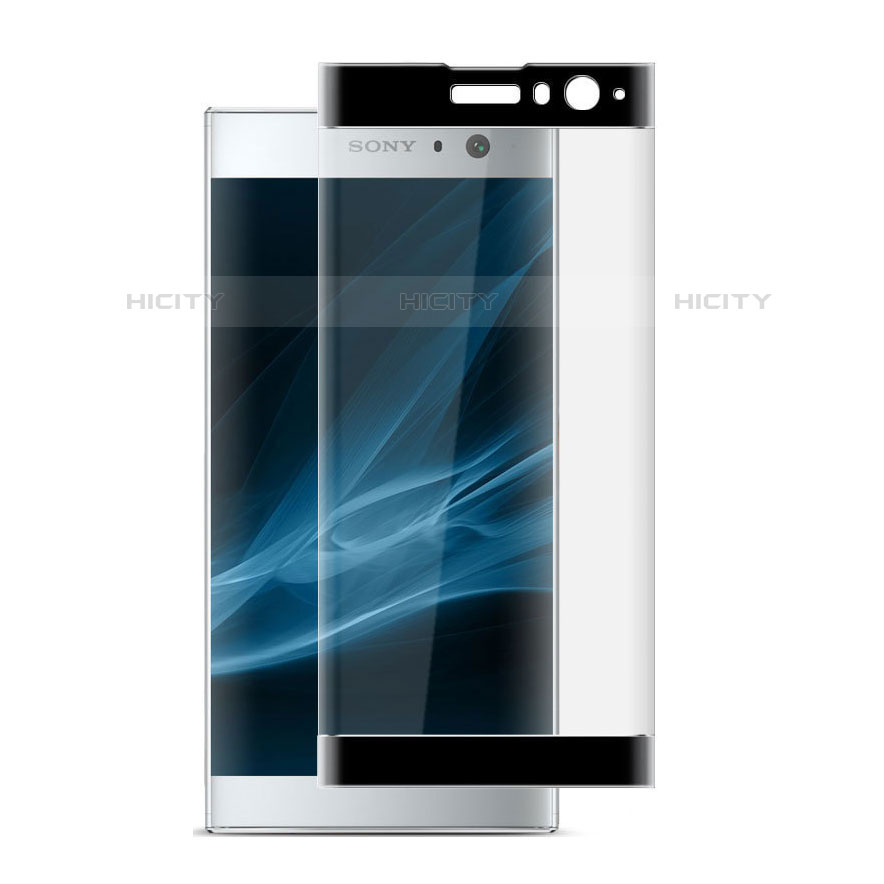 Schutzfolie Full Coverage Displayschutzfolie Panzerfolie Gehärtetes Glas Glasfolie Skins zum Aufkleben Panzerglas F02 für Sony Xperia XA2 Plus Schwarz groß