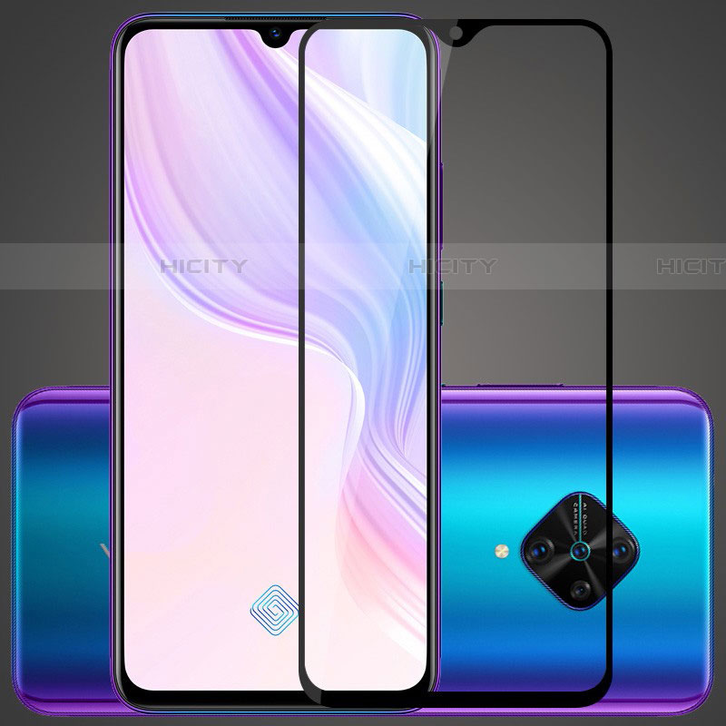 Schutzfolie Full Coverage Displayschutzfolie Panzerfolie Gehärtetes Glas Glasfolie Skins zum Aufkleben Panzerglas F03 für Vivo X50 Lite Schwarz