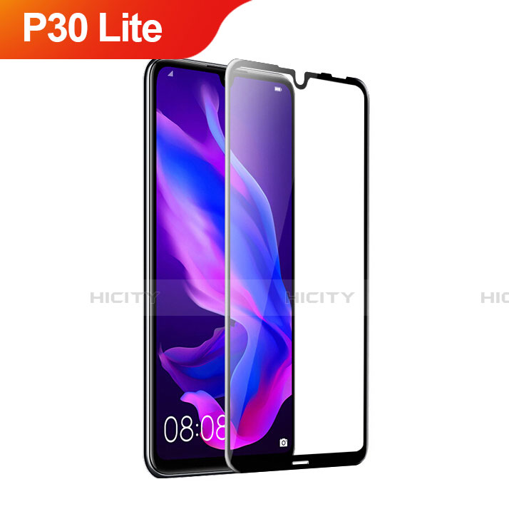 Schutzfolie Full Coverage Displayschutzfolie Panzerfolie Gehärtetes Glas Glasfolie Skins zum Aufkleben Panzerglas für Huawei P30 Lite XL Schwarz