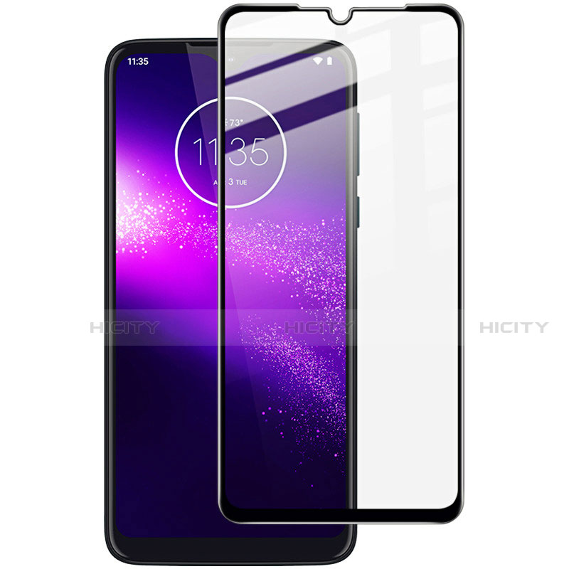 Schutzfolie Full Coverage Displayschutzfolie Panzerfolie Gehärtetes Glas Glasfolie Skins zum Aufkleben Panzerglas für Motorola Moto G8 Play Schwarz Plus