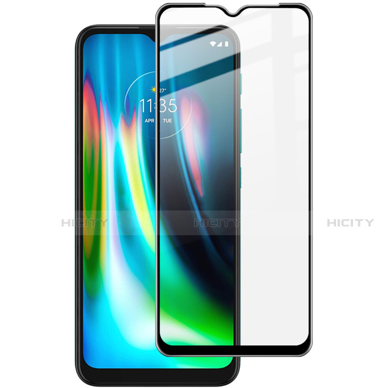 Schutzfolie Full Coverage Displayschutzfolie Panzerfolie Gehärtetes Glas Glasfolie Skins zum Aufkleben Panzerglas für Motorola Moto G9 Play Schwarz