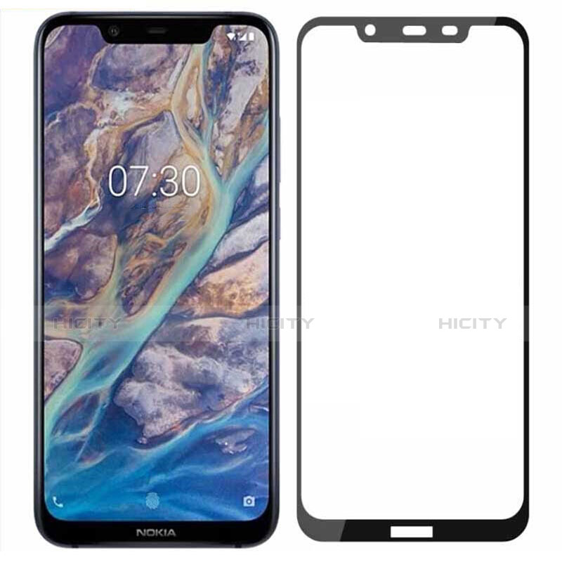 Schutzfolie Full Coverage Displayschutzfolie Panzerfolie Gehärtetes Glas Glasfolie Skins zum Aufkleben Panzerglas für Nokia 7.1 Plus Schwarz