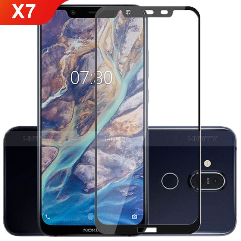 Schutzfolie Full Coverage Displayschutzfolie Panzerfolie Gehärtetes Glas Glasfolie Skins zum Aufkleben Panzerglas für Nokia X7 Schwarz