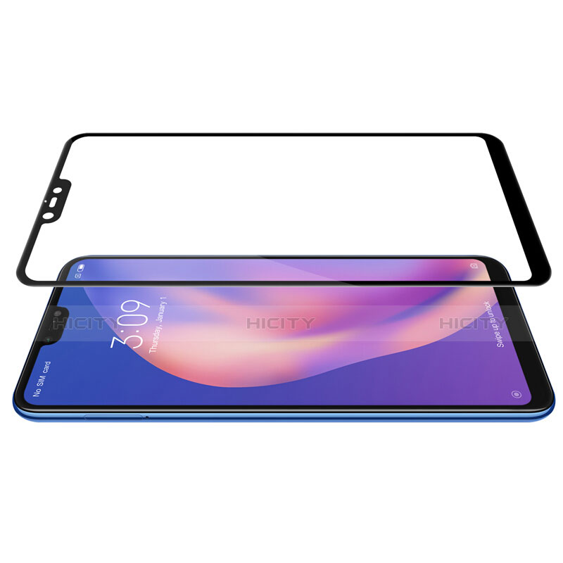 Schutzfolie Full Coverage Displayschutzfolie Panzerfolie Skins zum Aufkleben Gehärtetes Glas Glasfolie F02 für Xiaomi Mi 8 Lite Schwarz groß