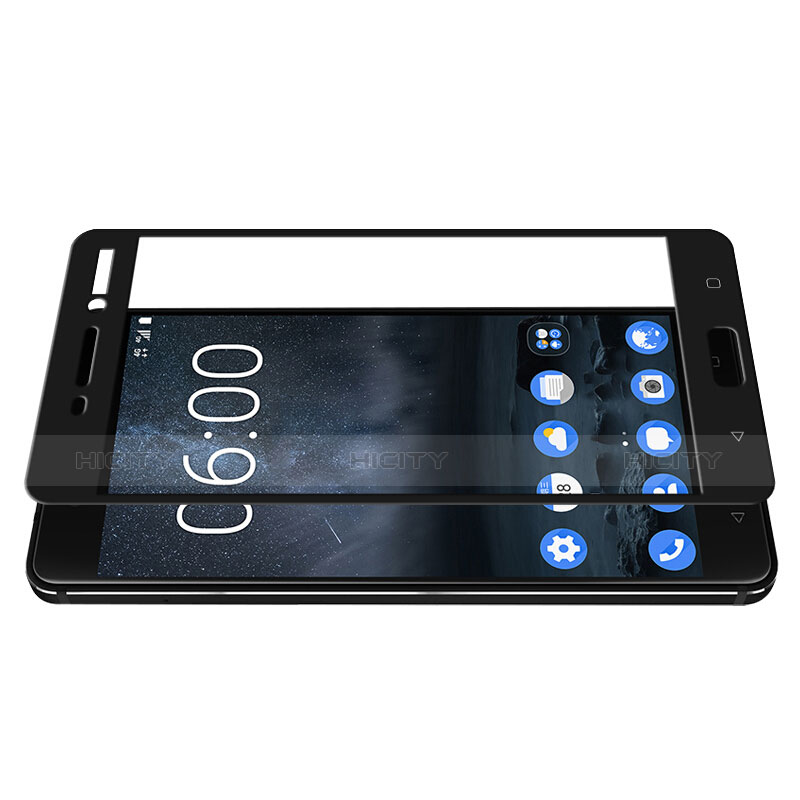 Schutzfolie Full Coverage Displayschutzfolie Panzerfolie Skins zum Aufkleben Gehärtetes Glas Glasfolie F03 für Nokia 6 Schwarz