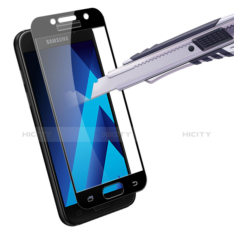 Schutzfolie Full Coverage Displayschutzfolie Panzerfolie Skins zum Aufkleben Gehärtetes Glas Glasfolie F03 für Samsung Galaxy A5 (2017) SM-A520F Schwarz groß