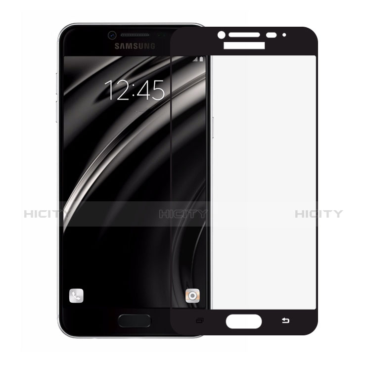 Schutzfolie Full Coverage Displayschutzfolie Panzerfolie Skins zum Aufkleben Gehärtetes Glas Glasfolie F03 für Samsung Galaxy C7 Pro C7010 Schwarz